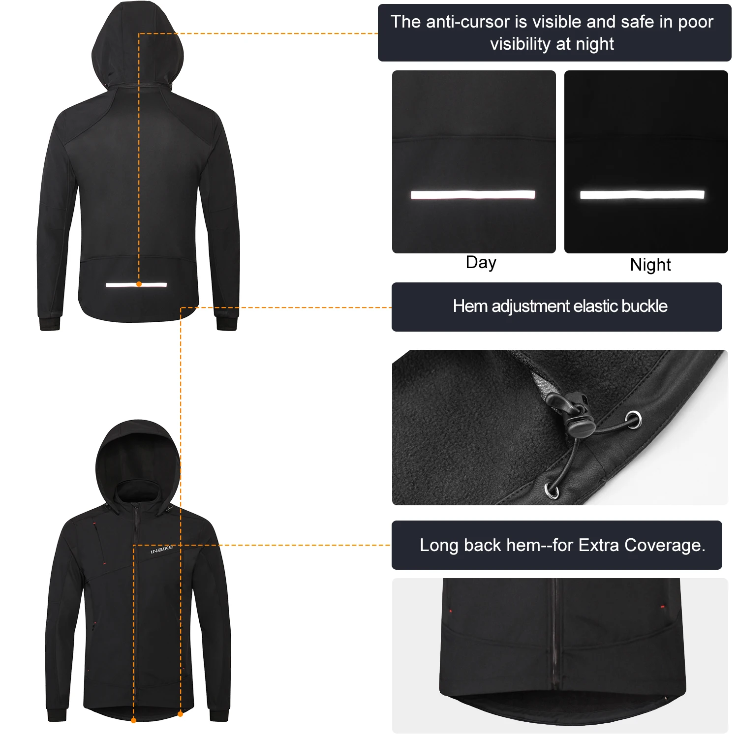 INBIKE Men's Cycling Jacket Winter Fleece Thermal Softshell Top Clothing Man Windproof Bicycle Coat Road Bike Clothes
