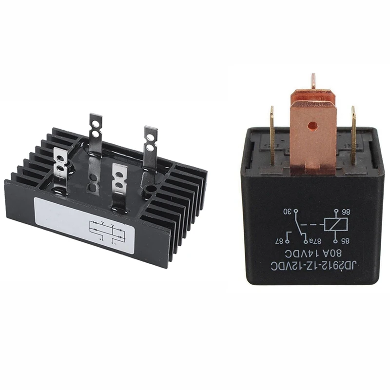 

1 Pcs 100Amp 1200Volts 4 Pins 1 Phase Diode Bridge Rectifier & 1 Pcs 80A DC 12V 5 Pin DIY Power Relay Car Truck Vehicle