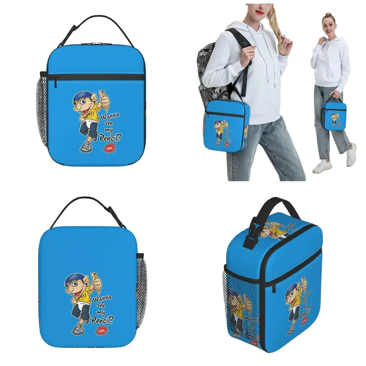 Mariequiles Sml Jeffy Cartoon Insulated Lunch Bags Thermal Bag Reusable Large Tote Lunch Box Men Women School Outdoor 2