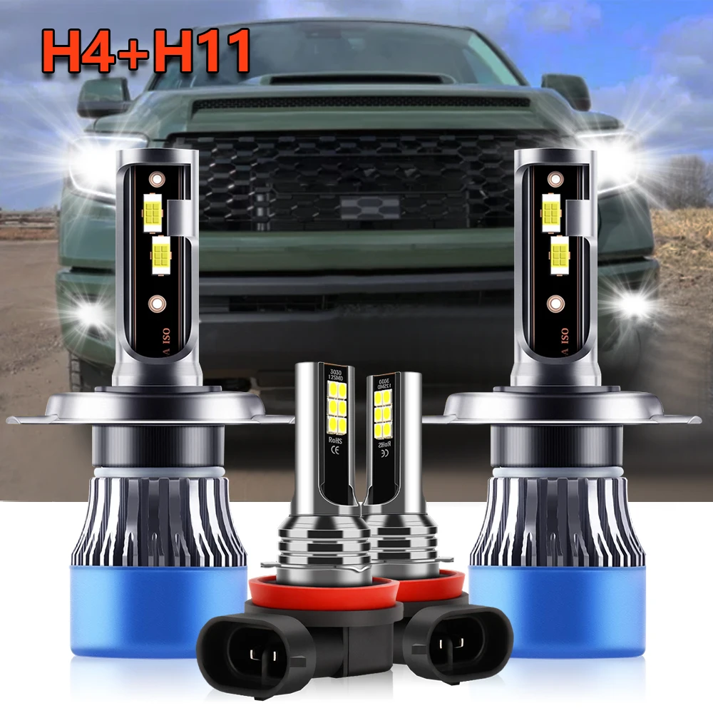 

4x H4 H11 Combo LED Headlight Hi/Lo Beam Fog Light Bulbs Conversion Kit For Toyota Tundra 2014 2015 2016 2017 2018 2019