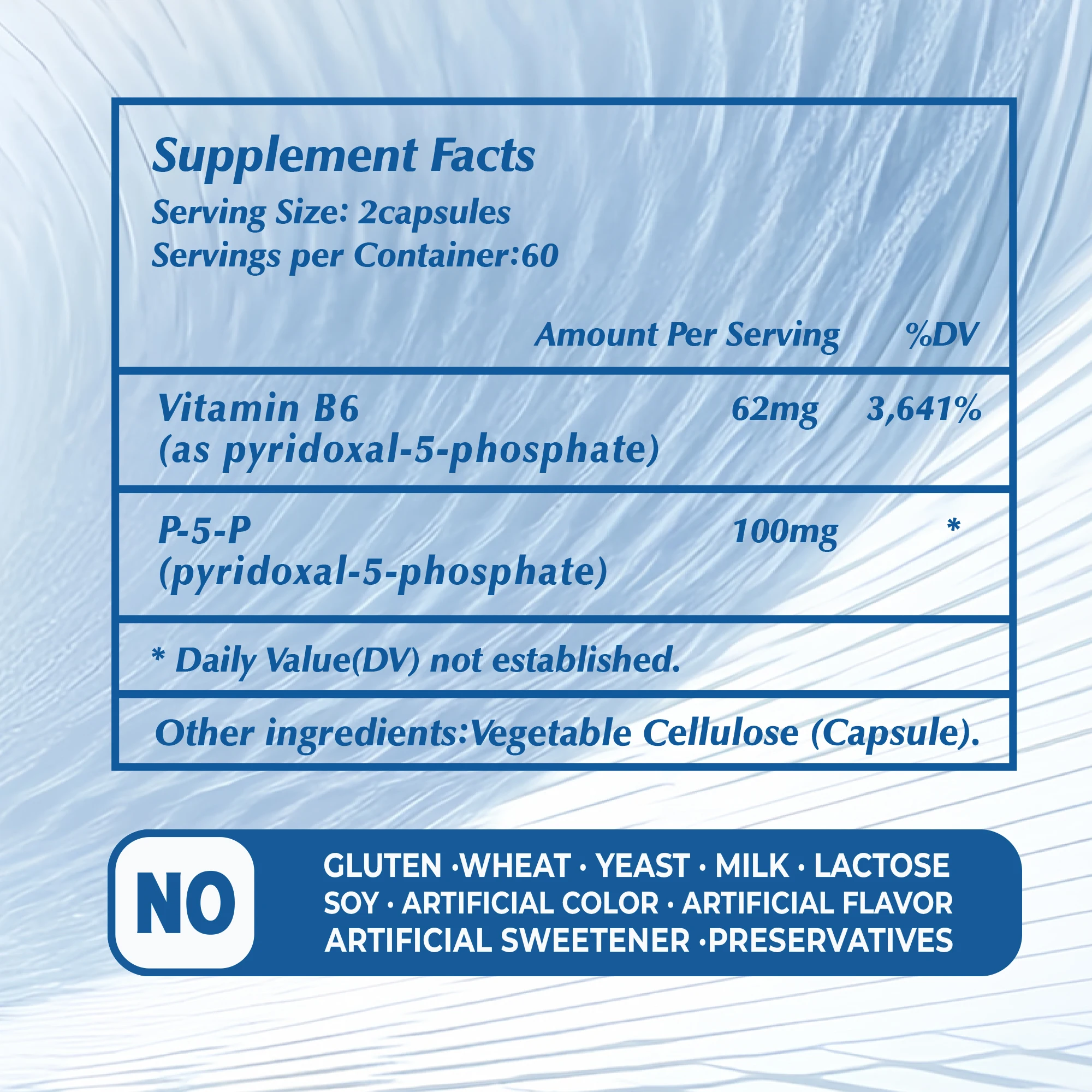 Pyridoxal-5-Phosphate (Vitamin B6) - Energy, Nervous System Support and Red Blood Cell Growth - 120 Capsules - Image 2