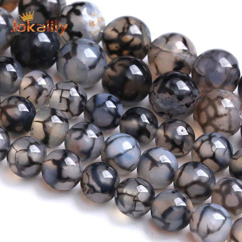 

Real Natural Black Dragon Vein Agate Stone Beads For Jewelry Making Round Loose Beads Diy Bracelets Necklaces 4 6 8 10 12mm 15"
