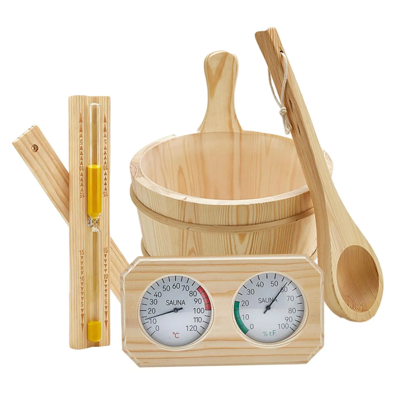 Sauna Accessories Set 4L Bucket Ladle Hourglass Sand Timer for Bathroom SPA Bathtub Sauna Accessories Set 4L Bucket Ladle Hourglass Sand Timer for Bathroom SPA Bathtub