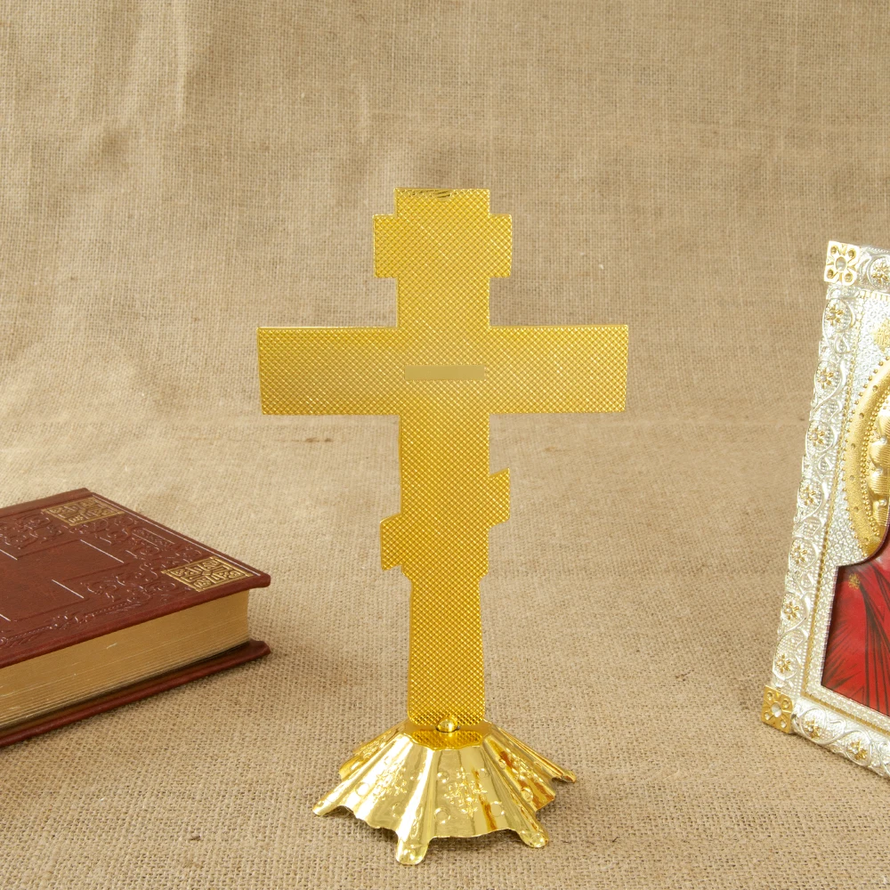Orthodox Cross Blessing Cross Stand Church Decoration Gold Planting Jesus Religion Gift HT wood cross,religious ritual accessories