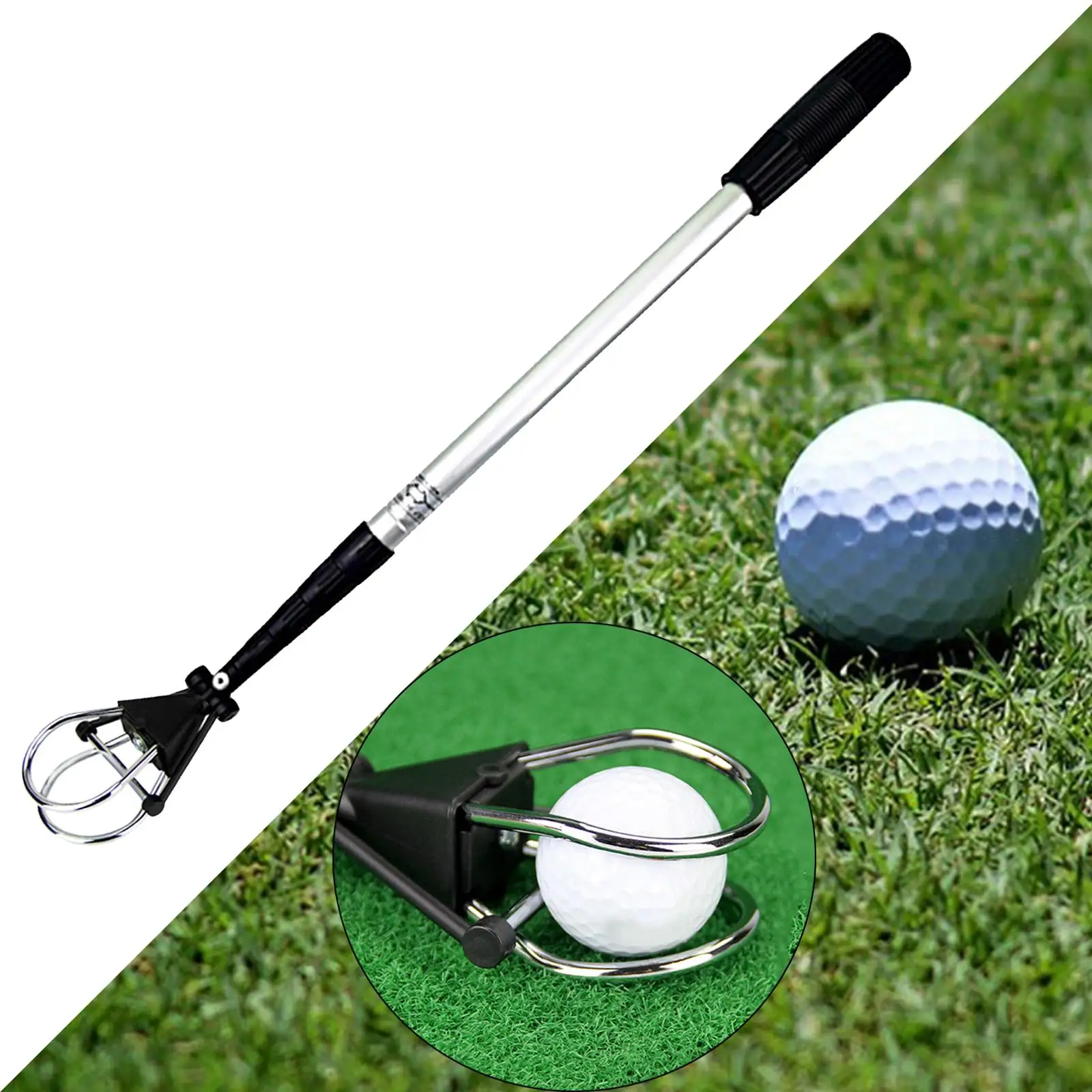 Golf Ball Pick Up Retriever Grabber Tool Putter Grip Practical