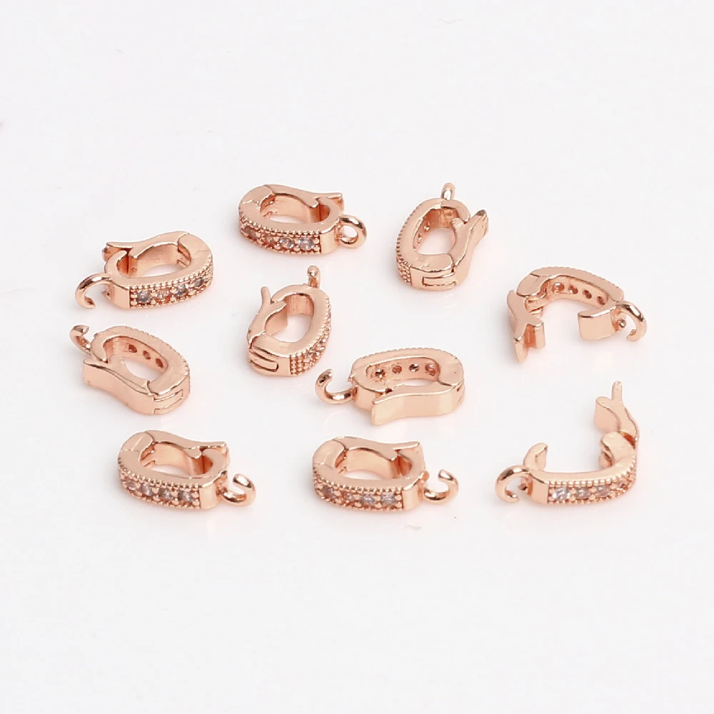 5Pcs 황동 18K 골드 도금 마이크로 포장 지르콘 진주 강화제 클립 Diy 목걸이 쥬얼리 만들기위한 스냅 보석 펜던트 베일 핀치