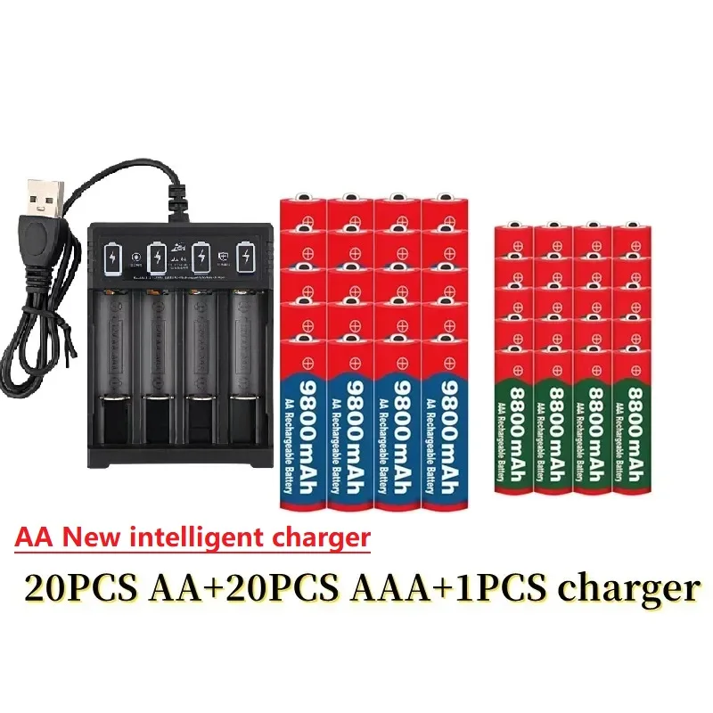 Фото Новинка, перезаряжаемый никель-водородный аккумулятор 1,5 в AA9800mAh + AAA8800mAh + USBcharger 1,5 V, используется для электронных игрушек, батарей для камеры №3