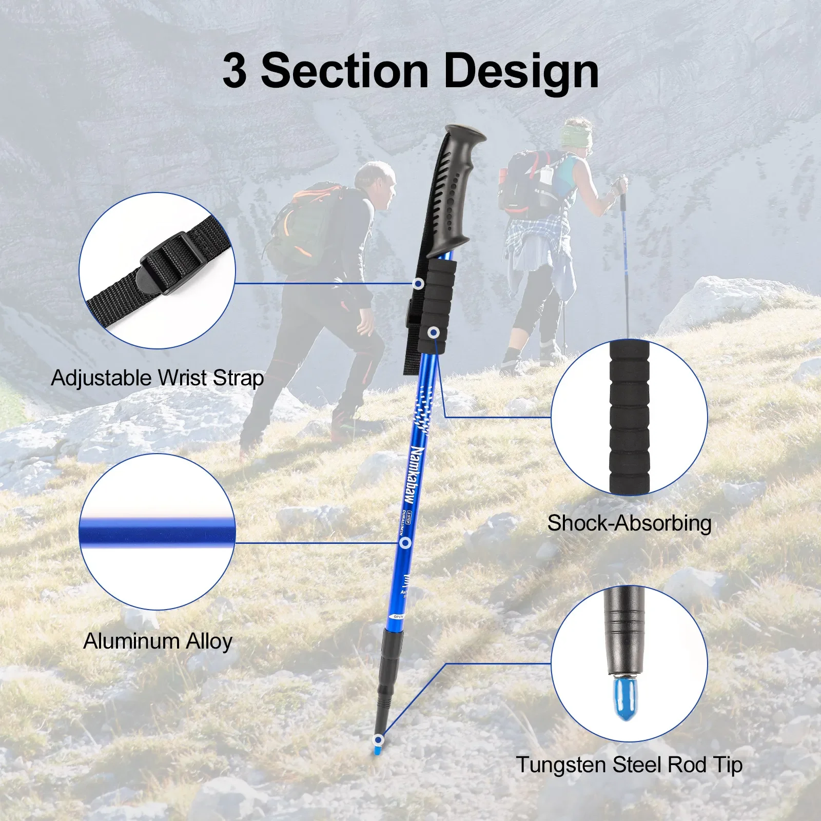 NONECN ultralight trekking poles image 2