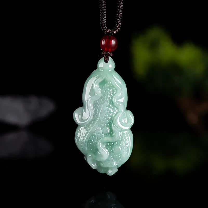 Hand-carved Natural Burmese Emerald Chinese Cabbage Pendant Necklace Real Jade Fashion Charm Jewelry Amulet Gifts for Women Men