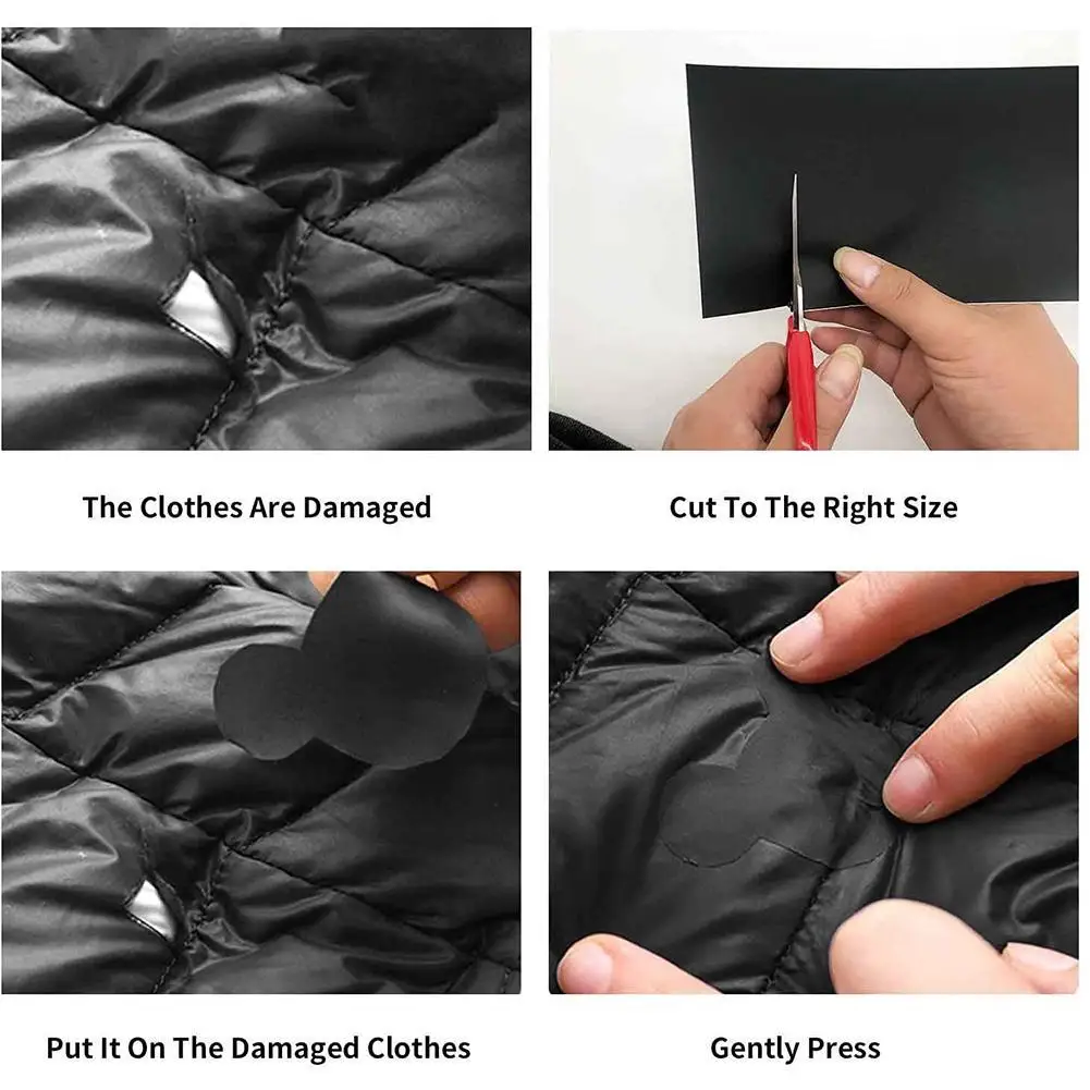 2Pcs Black Waterproof Self Adhesive Nylon Sticker Clothing Umbrella Patch Jacket DIY Outdoor Repair Patches Accessory Tape O2M6