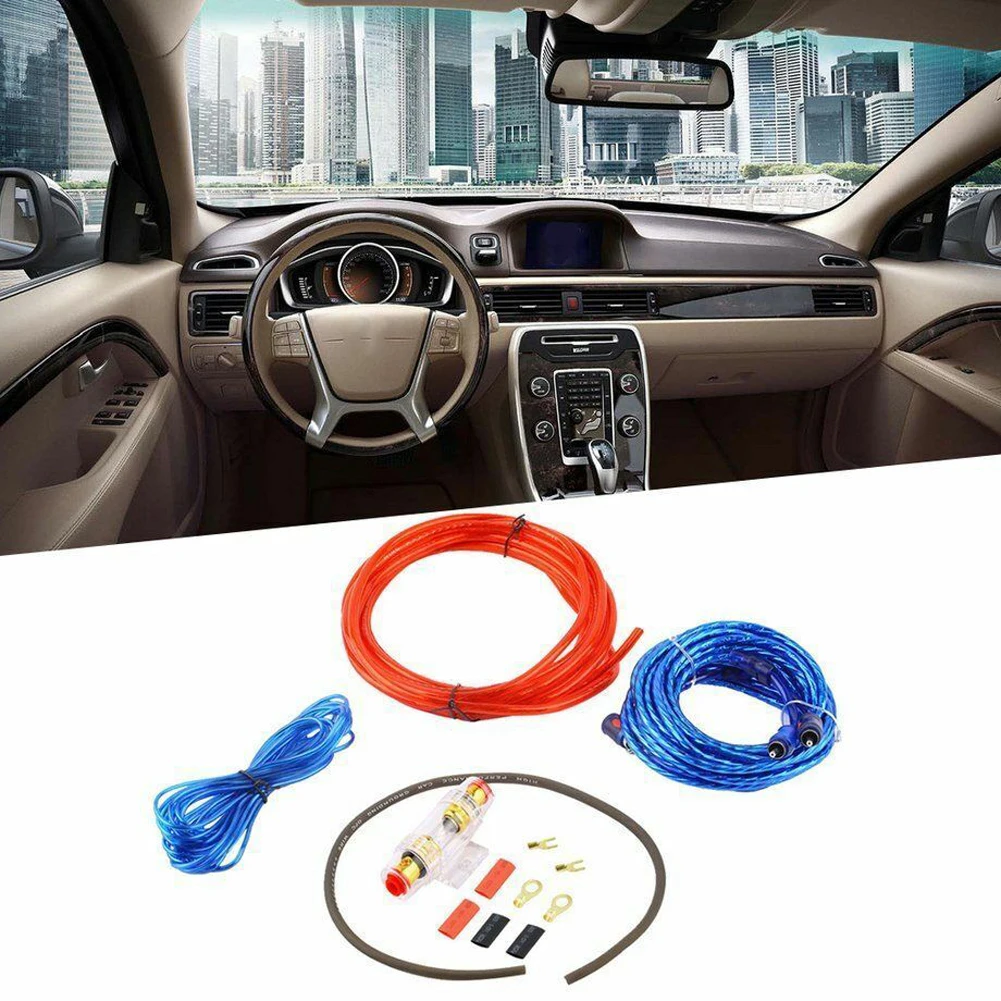 1500/2000W Car Subwoofer Cable 8GA Car Audio Speakers Wiring Kit RCA Power Cable 60 AMP Fuse Holder Audio Line Auto Parts