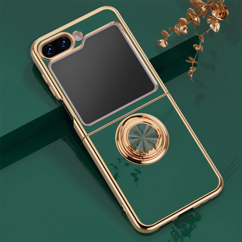 Electroplate Solid Color Magnetic Ring Holder Phone Case