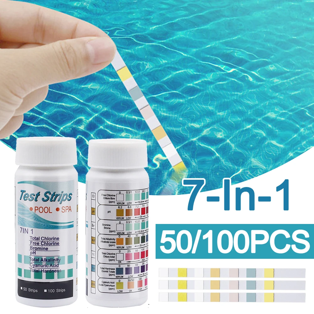 3/5/6/7-In-1 Swimming Pool PH Test Paper Residual Chlorine PH Value Alkalinity Hardness Test Strip Tester Pool Accessories