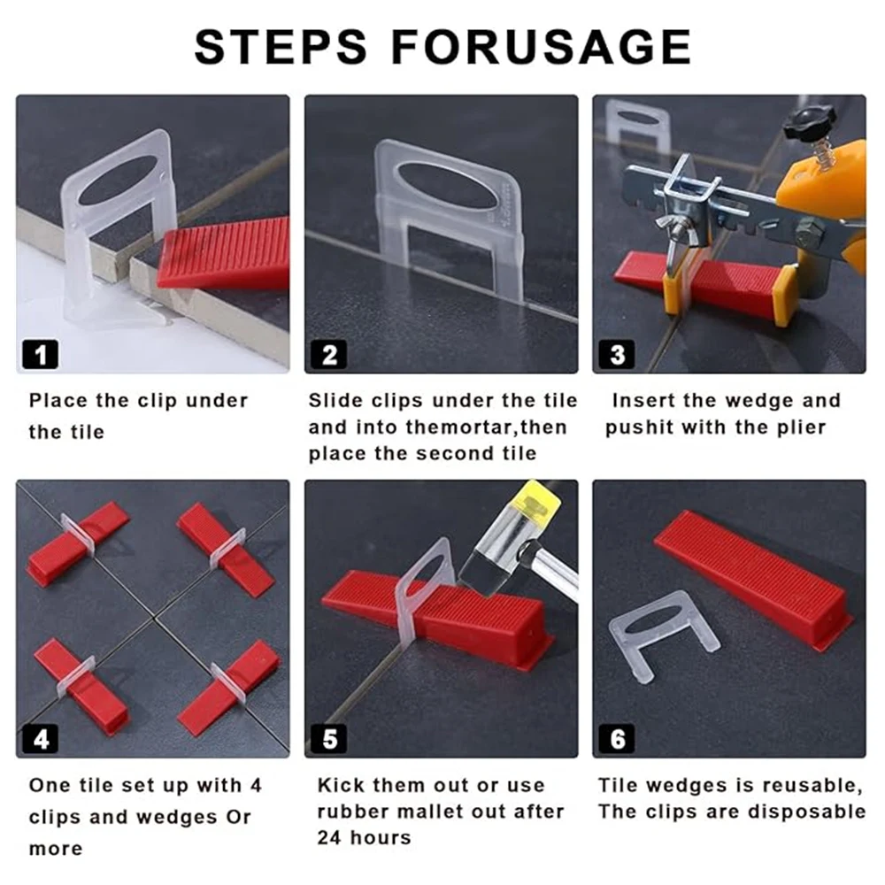100-300 PCS Reusable Tile Leveling Tools Wedges Construction Tools Walls Floor Tiles Spacers