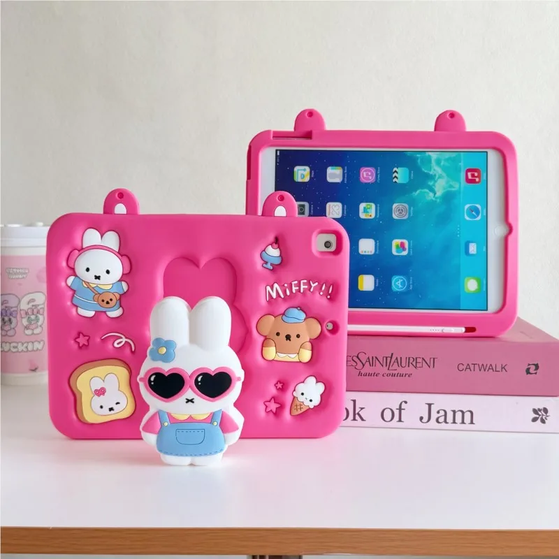 Cute 3D Cartoon Miffy Rabbit Silicone Tablet Protective Case