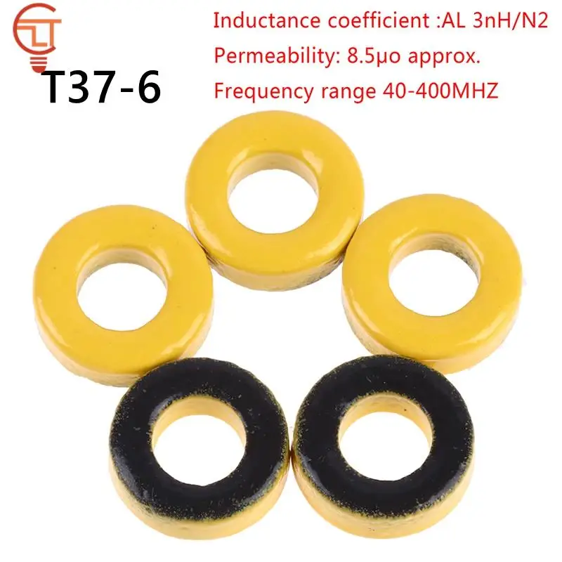 Iron Powder Cores 5pcs T37-6/T50-2/T37-2/ T-30-2 9.5*5.2*3.3mm Iron Dust Core Ferrite Toroid Core Coating