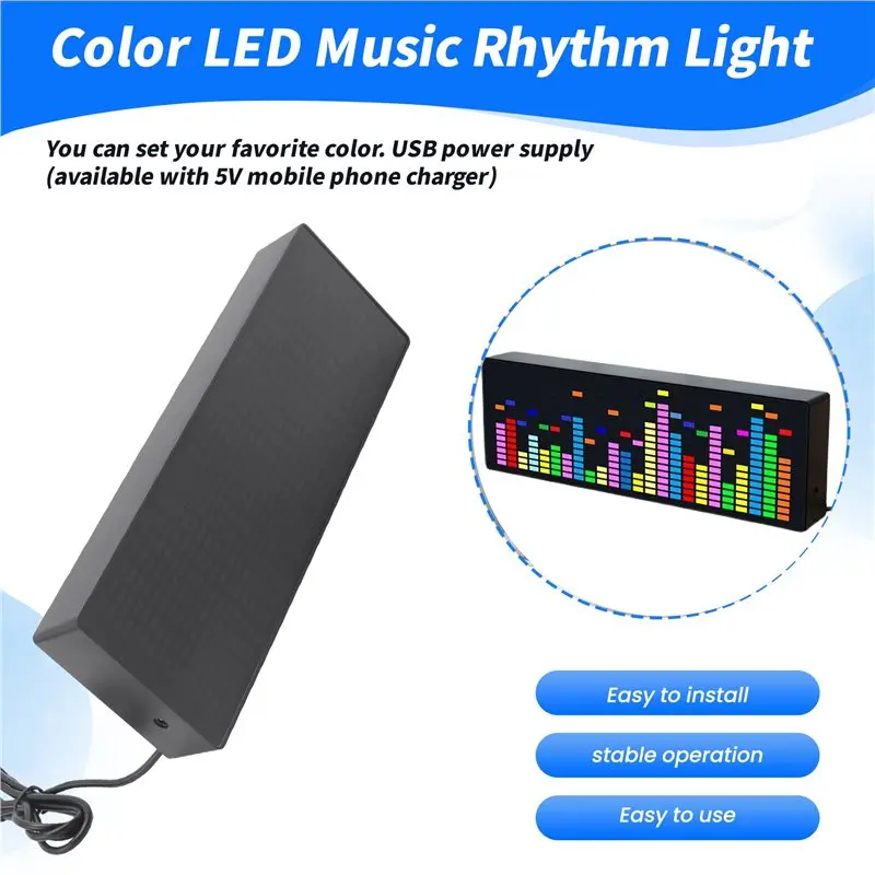 고품질 컬러 LED 음악 스펙트럼 전자시계 1624RGB 폴라 분위기 램프 레벨 표시기 (음성+유선 제어)