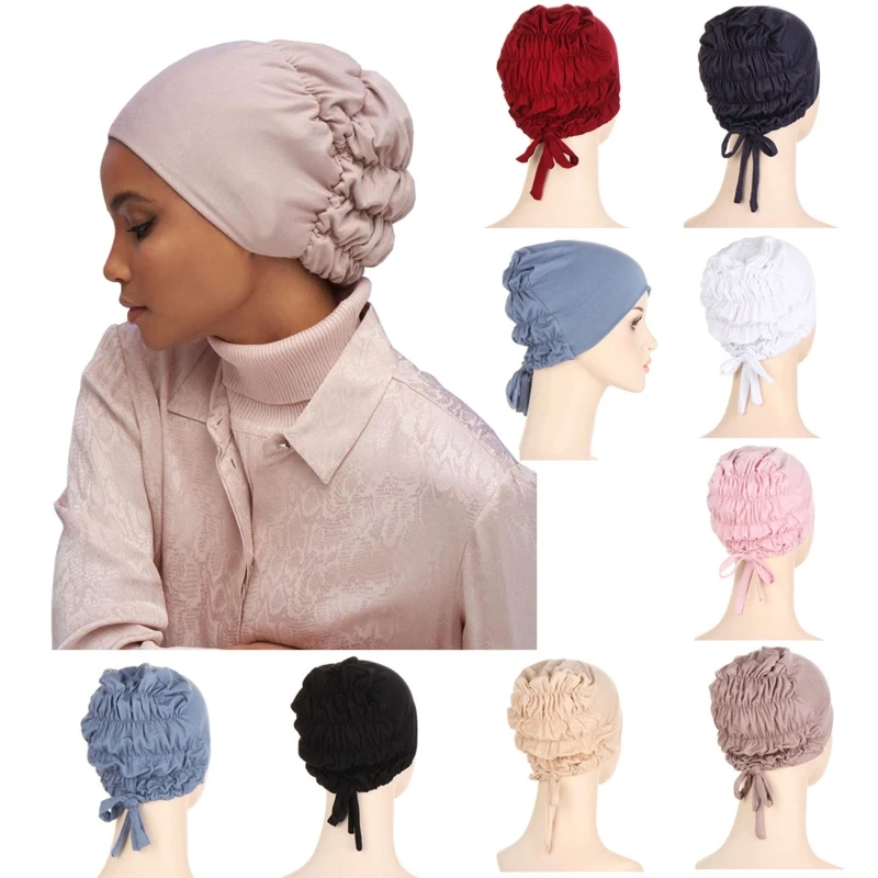 Gorgeous Muslim Women Solid Color Turban Adjustable Hijab Hat Nursing Turbante For Make Up Clean Face M6cd - Skullies Beanies - AliExpress