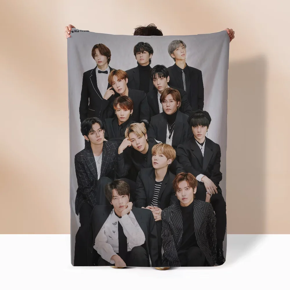 Kpop-BTS Knee Blanket for Sofa Decoration Fluffy Plaid Kid's Blanket King Size Luxury Throw Blankets and Throws Cobija Winter & 4