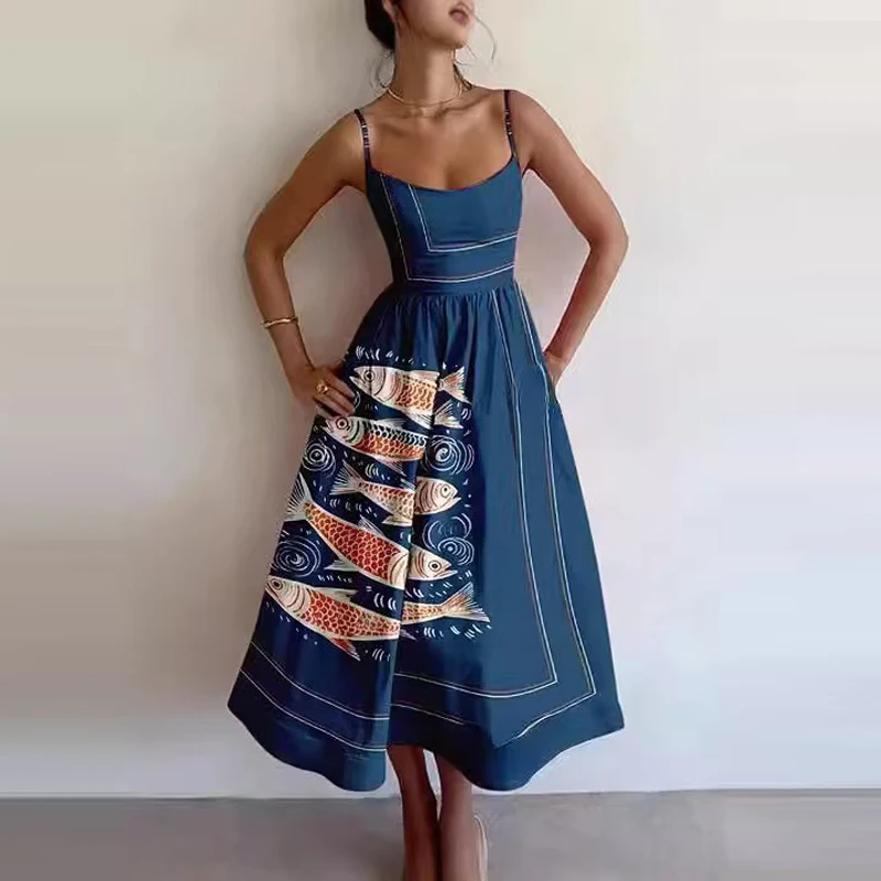 Women Summer Fashion Sexy Style Suspender Long Dress Backless A-Line Elegant Party Vacation Dresses New High Waist Evening Dress 5