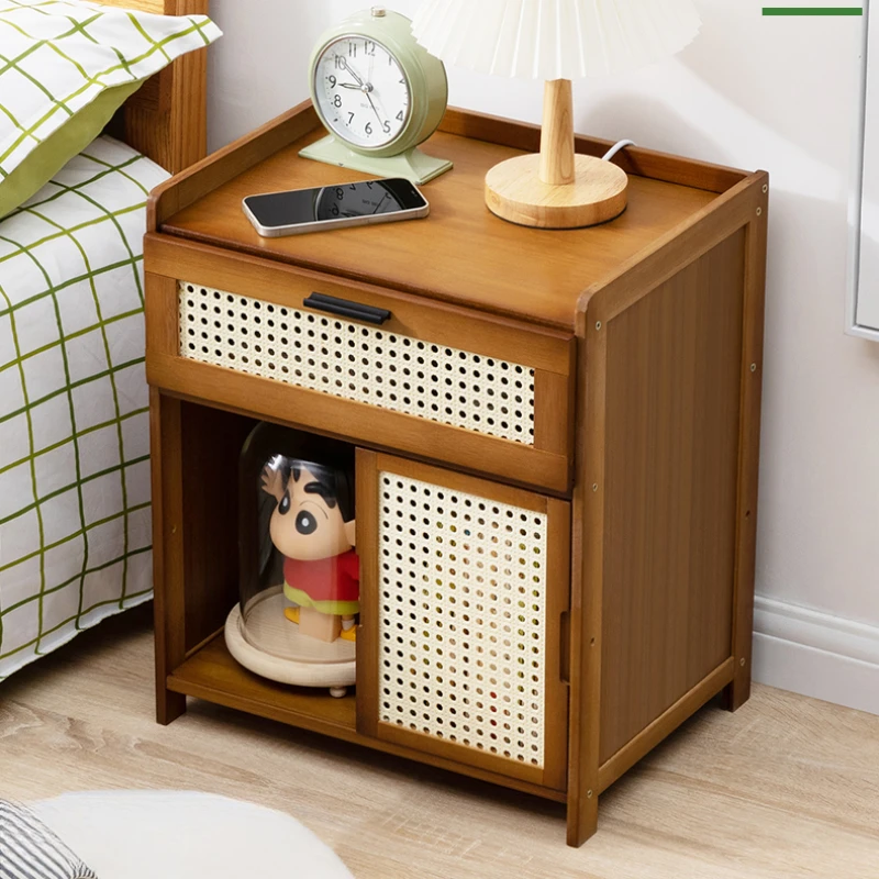 Simple Modern Storage Shelf Home Small Bedside Cabinet Storage Solid Wood Rental Room Bedside Table Bedroom Furniture