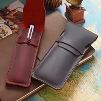 Premium Leather Pen Holder Pencil Case Retro Genuine Cowhide Pen Bag Pencil Pouch Durable Sleek Leather Single Pen Sleeve 1