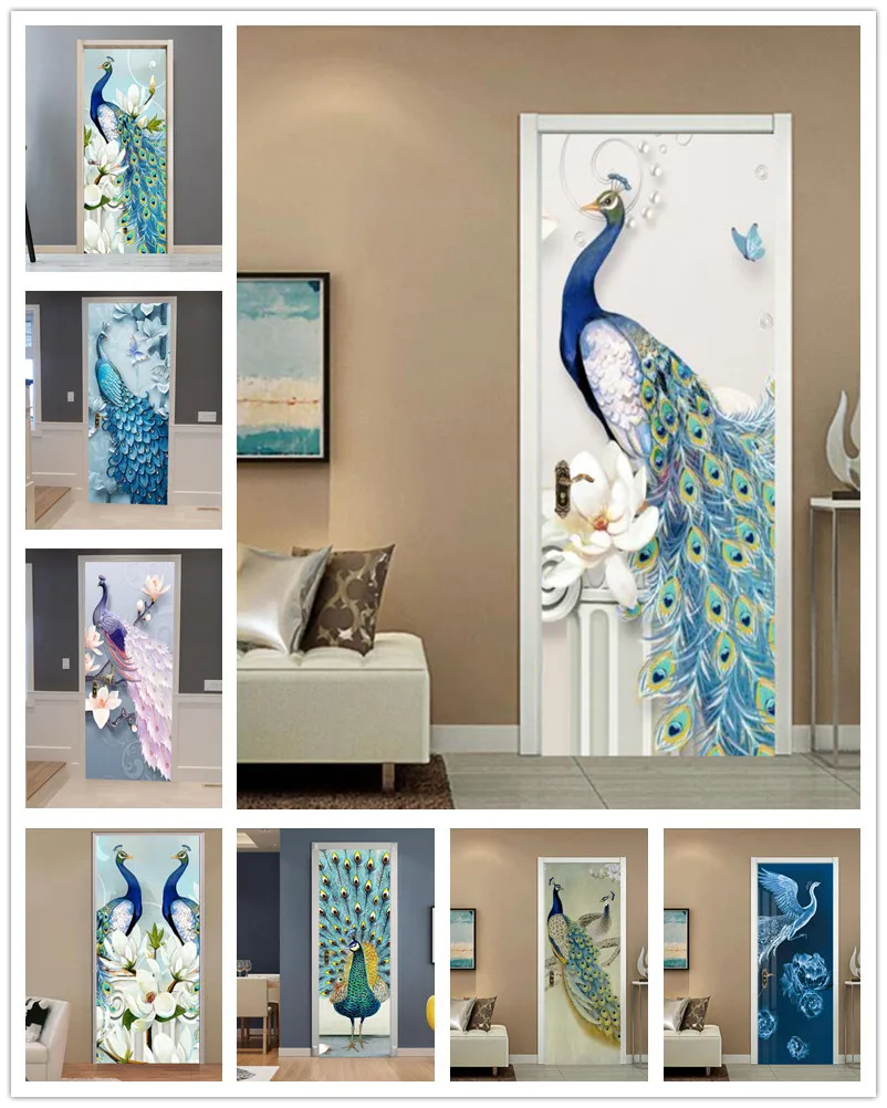 Self Adhesive Art Door Sticker Home Decor Door Cover Wall Sticker Mural