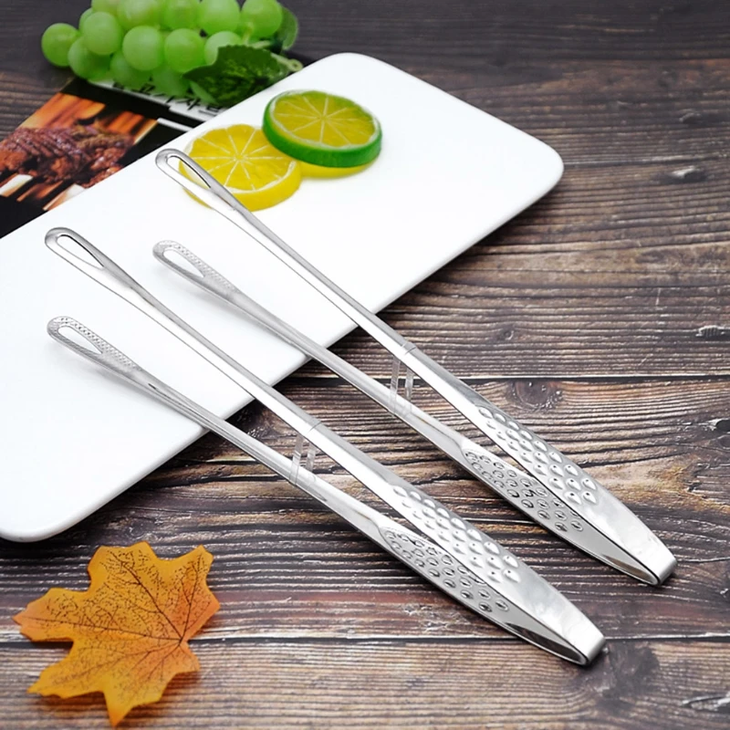Stainless Steel Barbecue Clamp Tongs Extra Long Tweezer Food Tongs Kitchen Serving Bread Clip Pastry Clamp for Cooking Fish 87HA