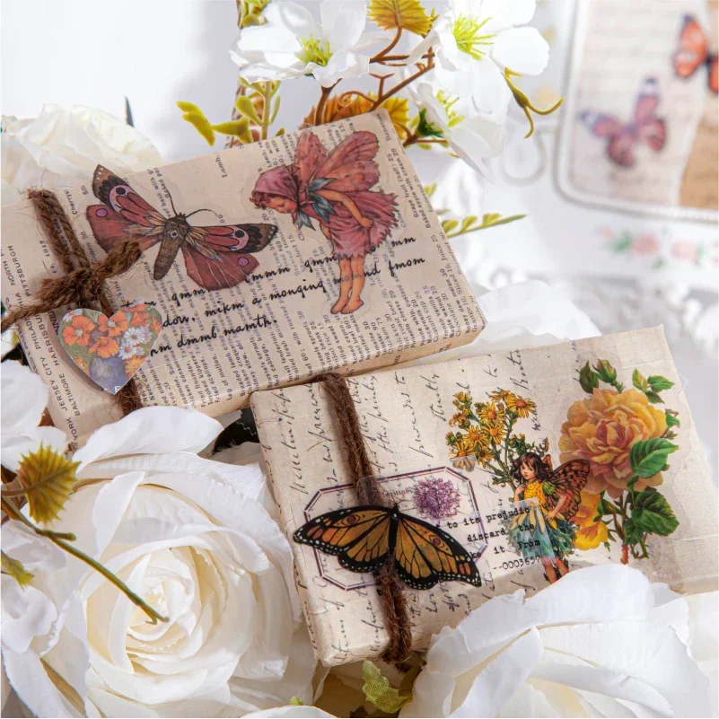 45 pezzi adesivi scrapbook Elf girl fiaba farfalla Retro Flower fairy diary account creativo a mano scrapbook decorativo - immagine 3