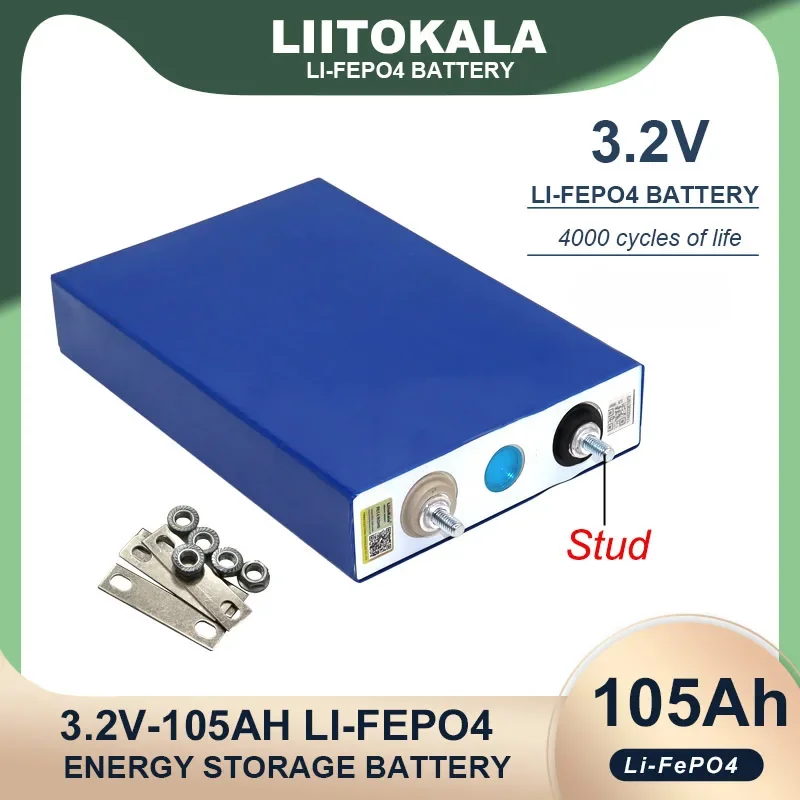 

1x LiitoKala 3.2V 105Ah LiFePO4 battery Lithium iron phospha DIY 12V 24V Motorcycle Electric Car Solar Inverter Boat Batteries