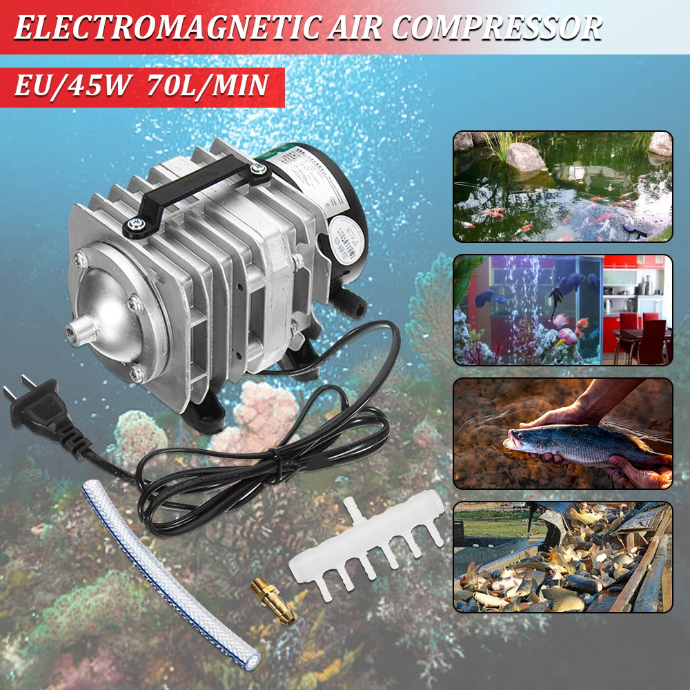 45W 220V 70L/min Electromagnetic Air Compressor Pump Oxygen Aquarium Fish Pond Compressor Hydroponic Air Aerator Pump ACO-318 Size : ACO 318 