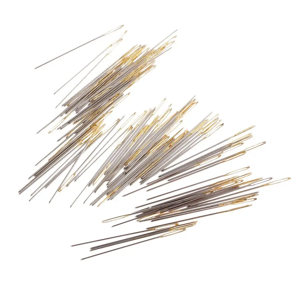 Large-Eye Blunt Needles Yarn Knitting Needles Sewing Cross Stitch Size 26 100 Pieces Golden Tail sewing needles