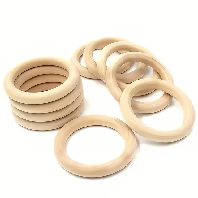 20/10Pcs DIY Natural Wooden Ring Crafts, Tassel Wooden Rings