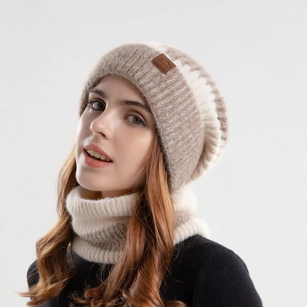 

Women Knitted Scarf Soft Fleece Lined Hat Scarf Set for Women Warm Winter Beanie Windproof Scarf Combo Ideal for Cold