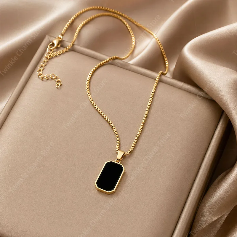 Necklaces Exquisite Minimalist Square Pendant Choker Chains Fashion Necklace For Women Jewelry Party Gifts Подвеска На Шею - 5