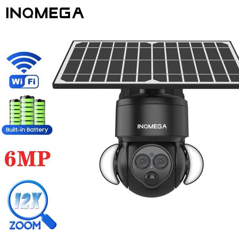 INQMEGA Solar Cameras 12X Zoom 6MP WIFI Outdoor Wireless Security Camera External WIFI Camera