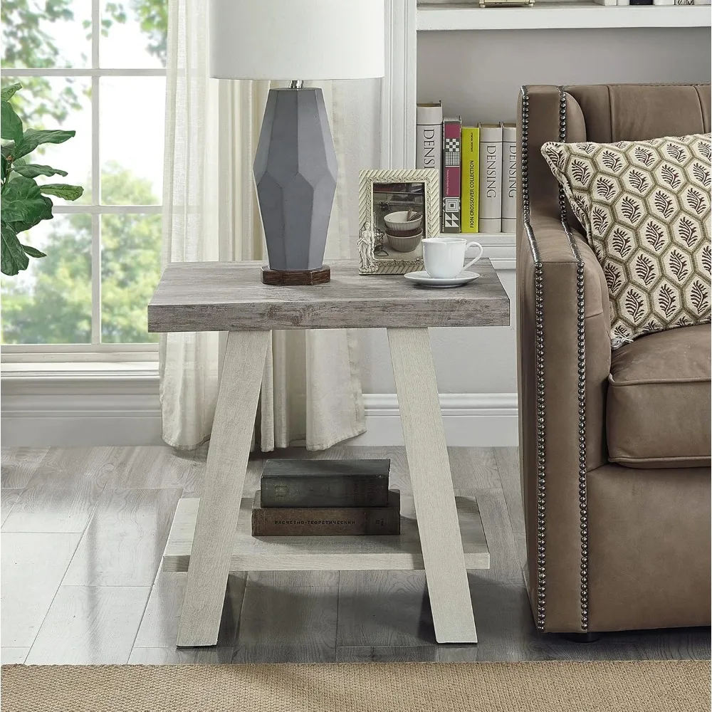 Athens Modern 3-piece wooden coffee table set, 24D x 48W x 19H in, gray and beige 5