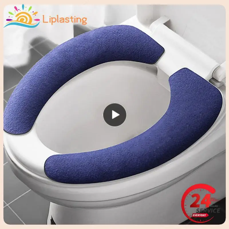 Toilet Seat Cover Toilet Mat Set Reusable Warm Flannel Toilet Sticker Toilet Seat Covers Washable Seat Filling Bathroom Mat Cover Universal