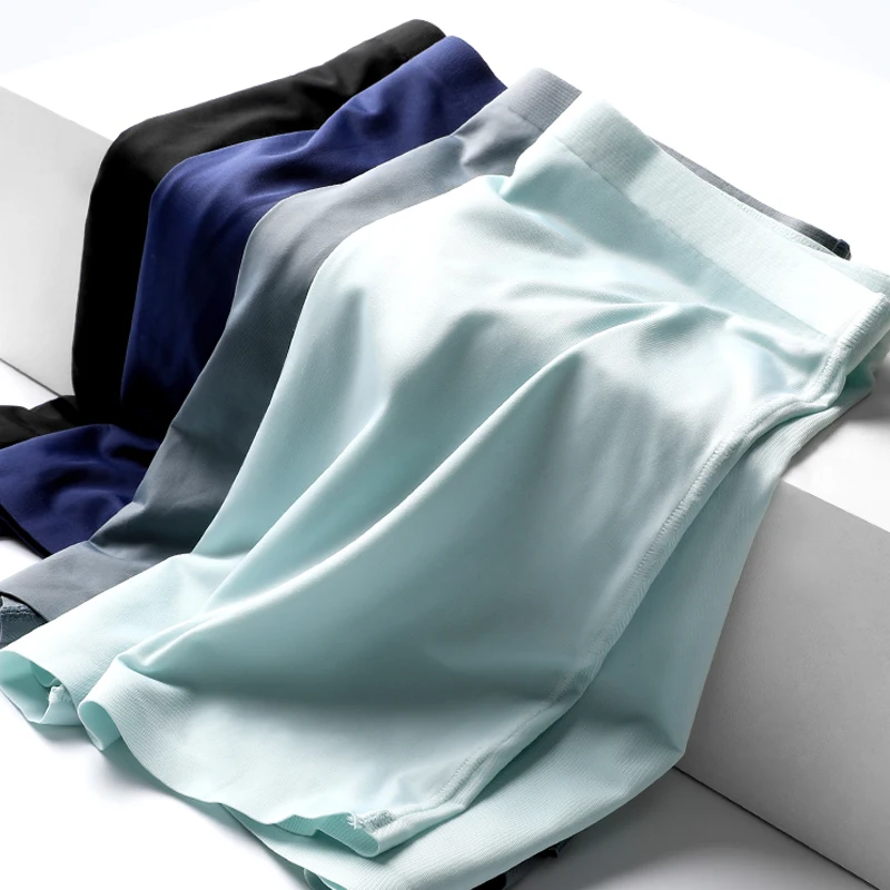 ملابس داخلية للرجال الرجال الحرير الجليد ثلاثية الأبعاد لكمة أسفل المنشعب الملاكمين سلس رقيقة جدا الملاكمين الصيف تنفس السراويل الرأس