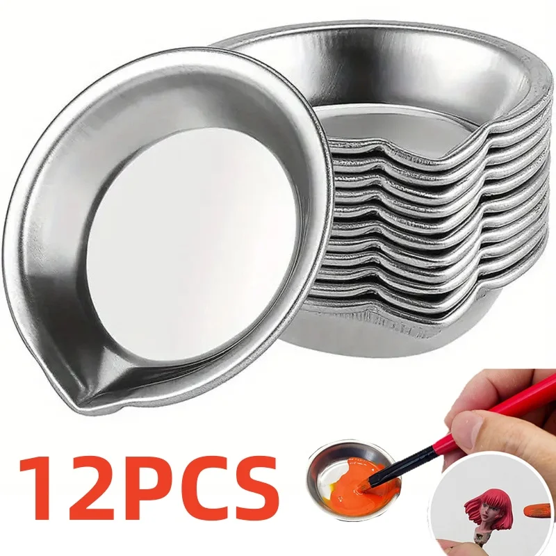 12-teiliges Set Edelstahl-Schüsseln, Ölschalen, Farbmischbecher, Farbmischer, Malwerkzeuge für Kinder_voghion.com