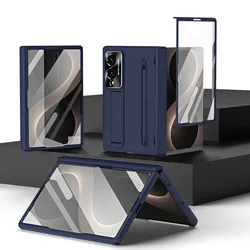 Enhanced Protective Case with Touch Pen, Glass Film, and Portable Stand - Trifold Design with Hinge Protection for Samsung Galaxy Z TriFold (Dark Blue)