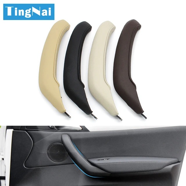 3*LHD Passenger side Door Handle Pull Black Leather Cover For BMW