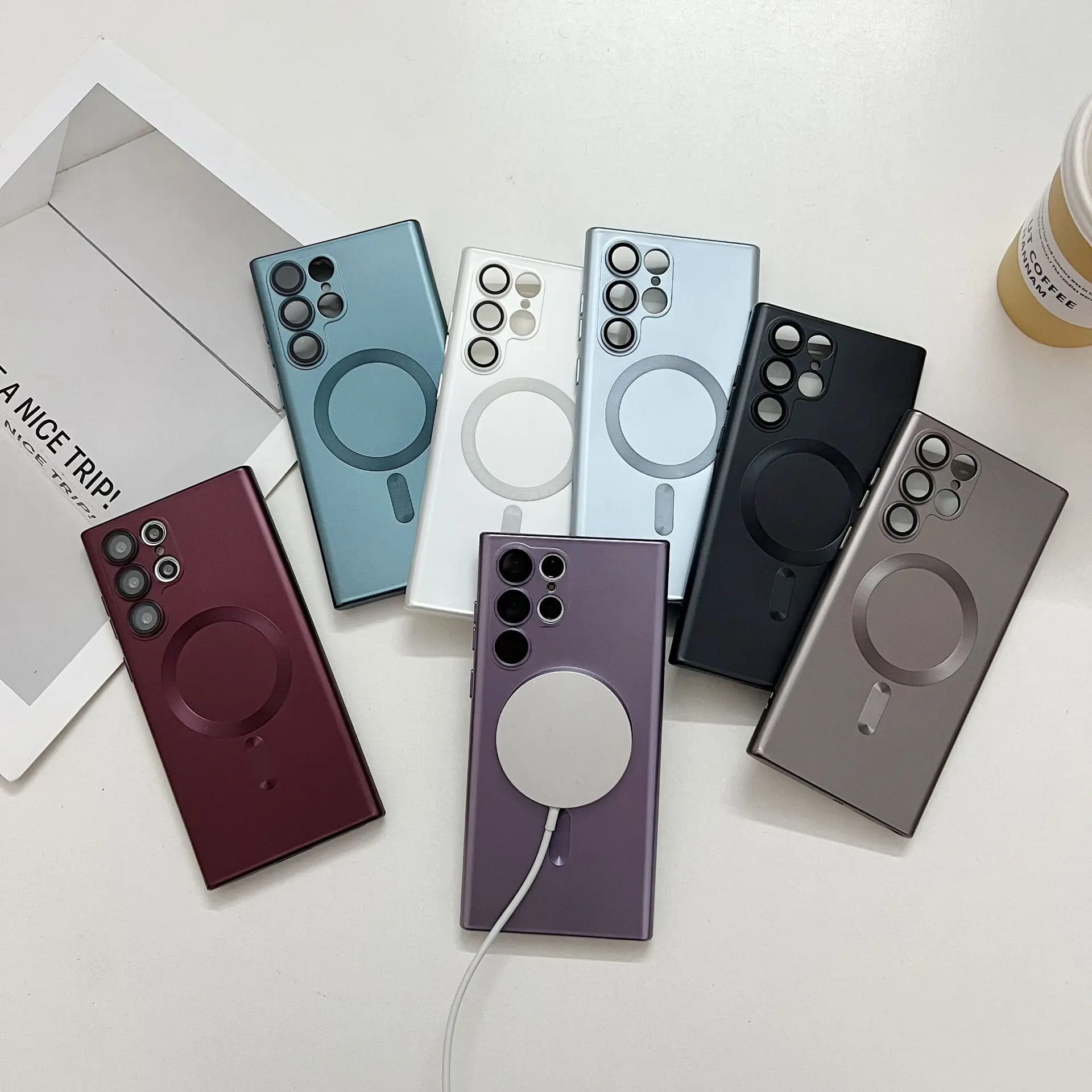 For Magsafe Magnetic Silicone Phone Case For Samsung S21 S22 S23 S24 S25 Ultra Shockproof Camera protection Cover