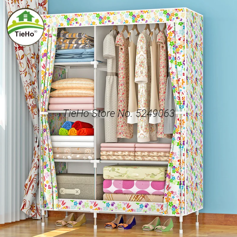 

Cloth Wardrobe Non-woven Wardrobes Fabric Closet Dustproof Clothing Storage Cabinet Folding Clothes Cabinet Bedroom Furniture