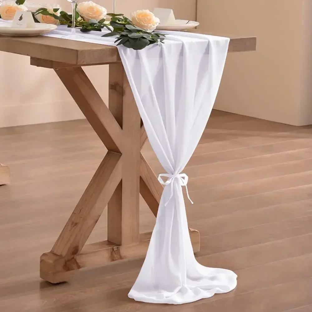 10FT Dusty Rose Chiffon Table Runner,Romantic Sheer Dining Table Decoration For Wedding Party Bridal Baby Shower 5