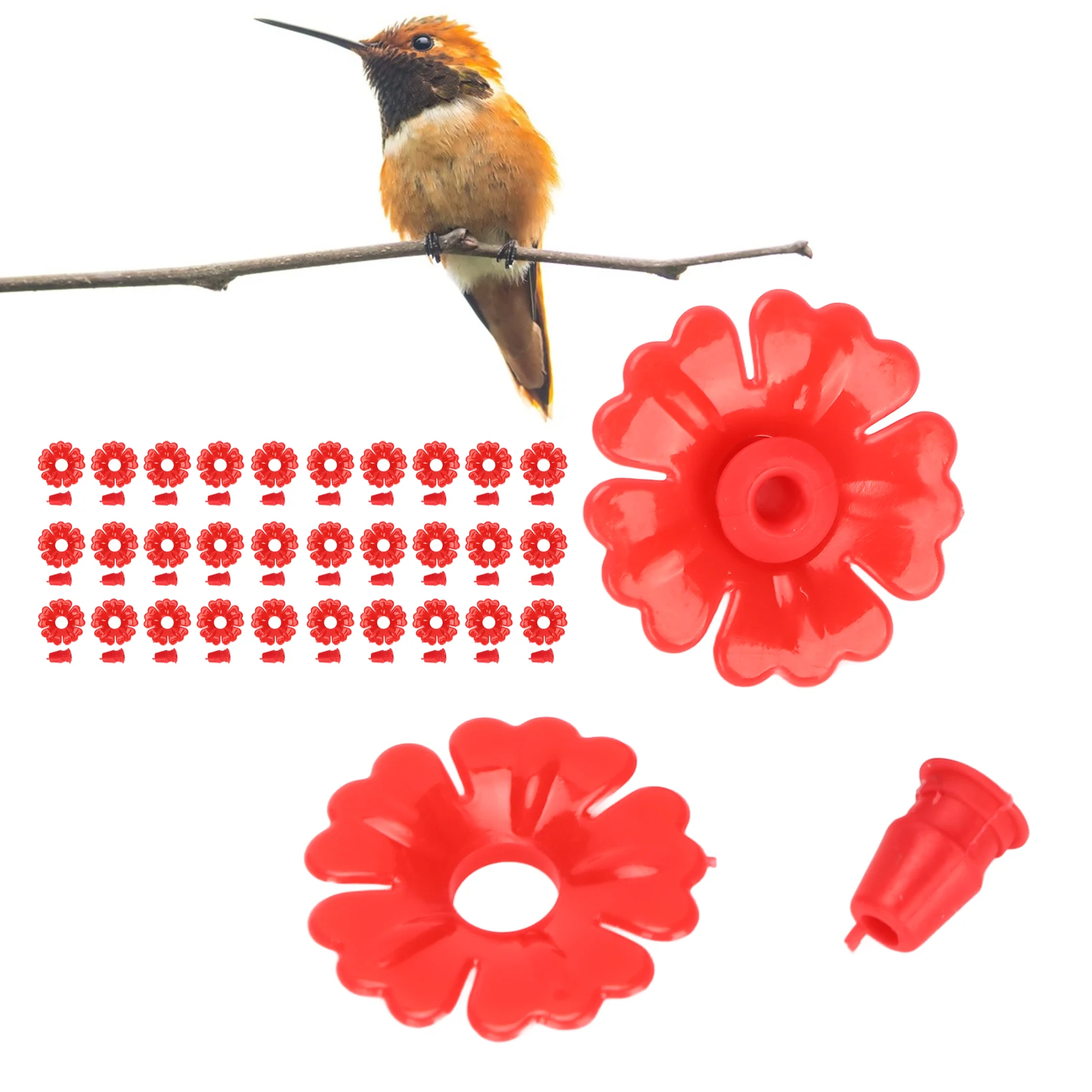 30 Set Hummingbird Feeder Flowers Hanging Bird Feeding Ports Replacement Parts Garden Supplies Hanging Feeder Replacement Parts