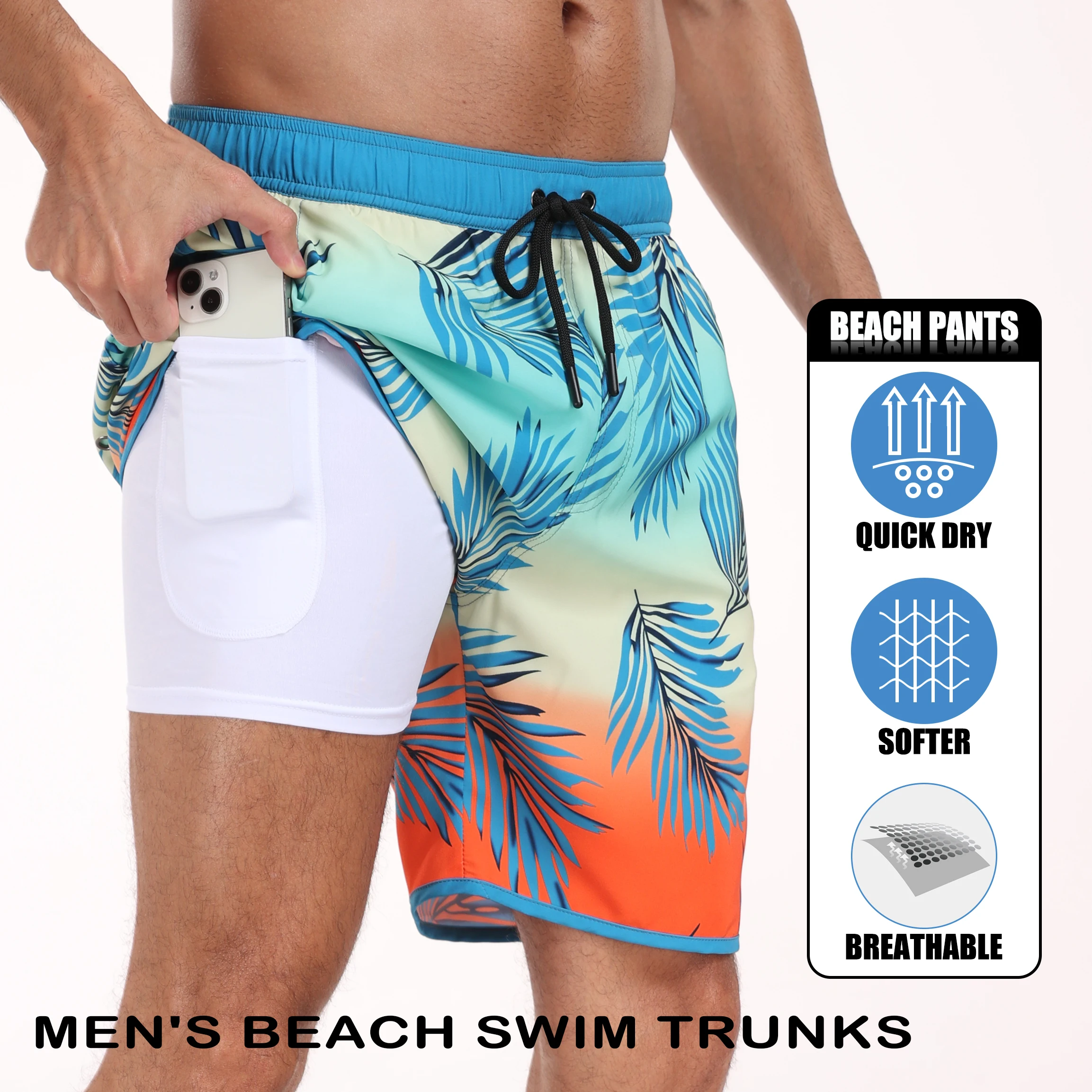 Beach Pants Summer Men Casual Vacation Printed Comfortable Breathable Street Clothing