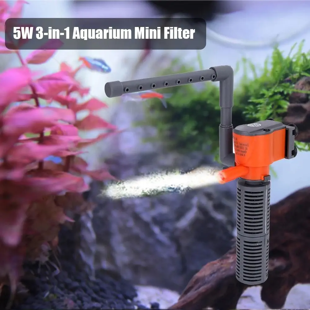 3-in-1 Fish Tank Filter Aquarium Submersible Water Pump AC220-240V Mini Filter Oxygen Air Pump for Small Aquarium Fish Tank 1Pcs fish tank oxygen pump aquarium water pump