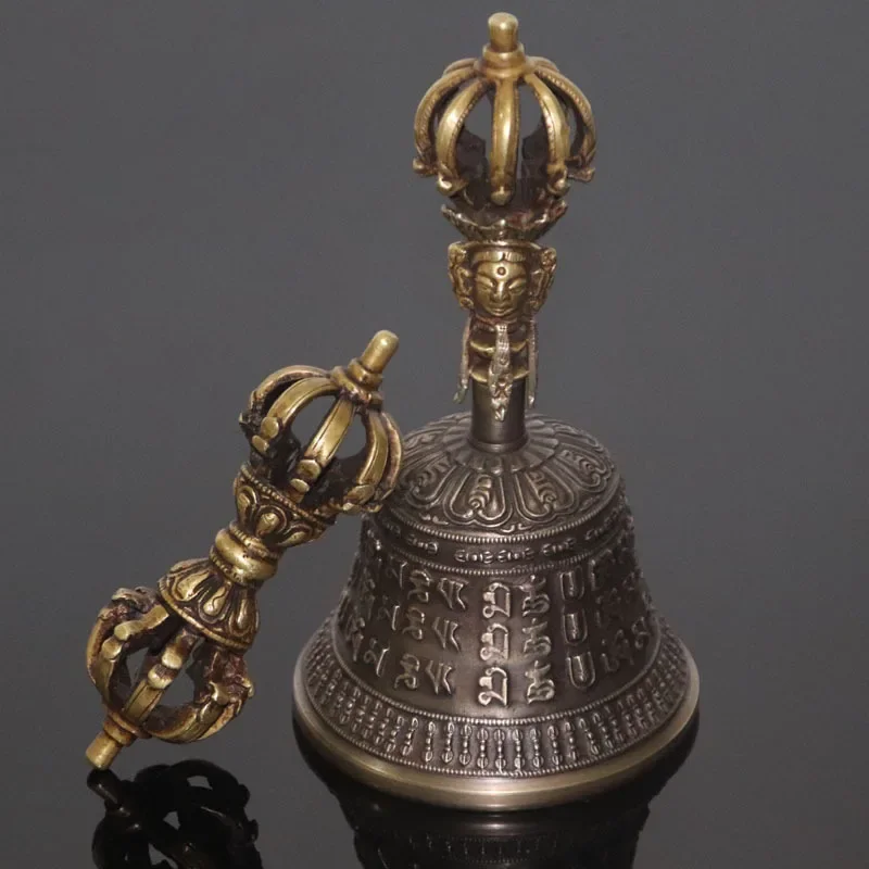 Meditation Chimes Buddhist Bell Nepal Tibetan Bells Chimes Handmade Brass Vajra Bell and Pestle Meditation Tool Sound Healing Instrument Buddhist Supplies Gifts