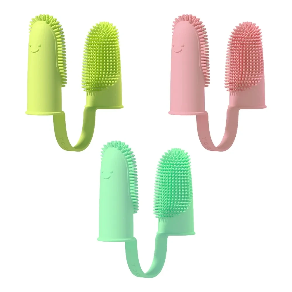 Cat/Dog Two Fingers Toothbrush Pet Teeth Clean Bad Breath Care TPR Tooth Brush Clean Tool